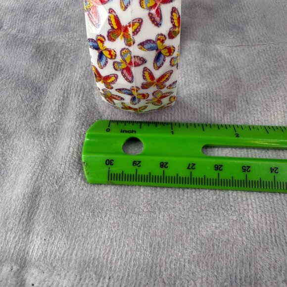 Butterfly Pattern White Plastic Bangle Bracelet Colorful Design Women Slip On - Picture 8 of 16